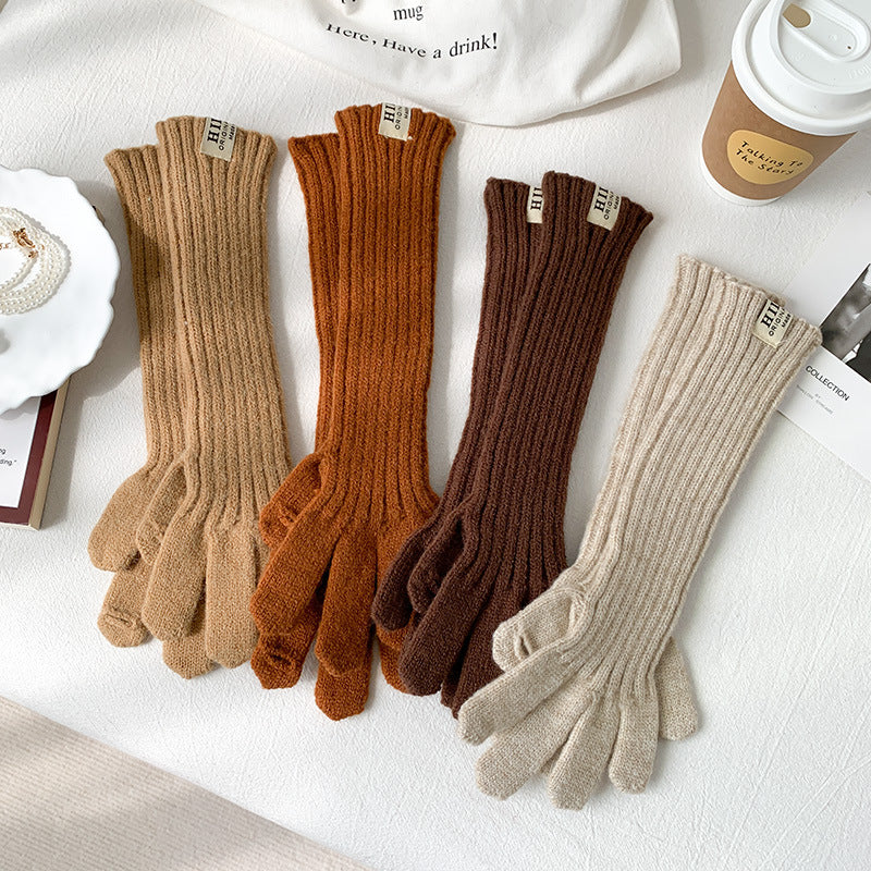 Wholesale Long Knitted Wool Cute Finger Touch Screen Gloves