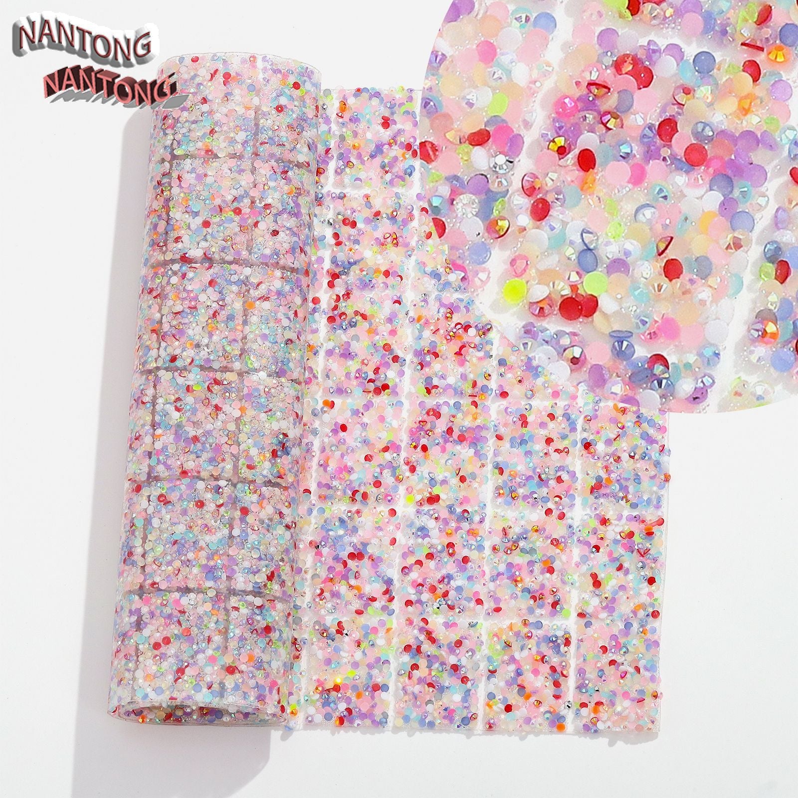 Wholesale Flat bottom round hot-drill hot melt adhesive stickers double-sided square diamond stickers diamond clothing diamond nail table cushion pad can wrap 78pcs pens