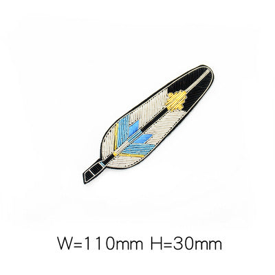 Wholesale 2pcs DIY Hand Embroidered Indian Silk Colorful Feather Cloth Patches Hat Clothes Accessories FS