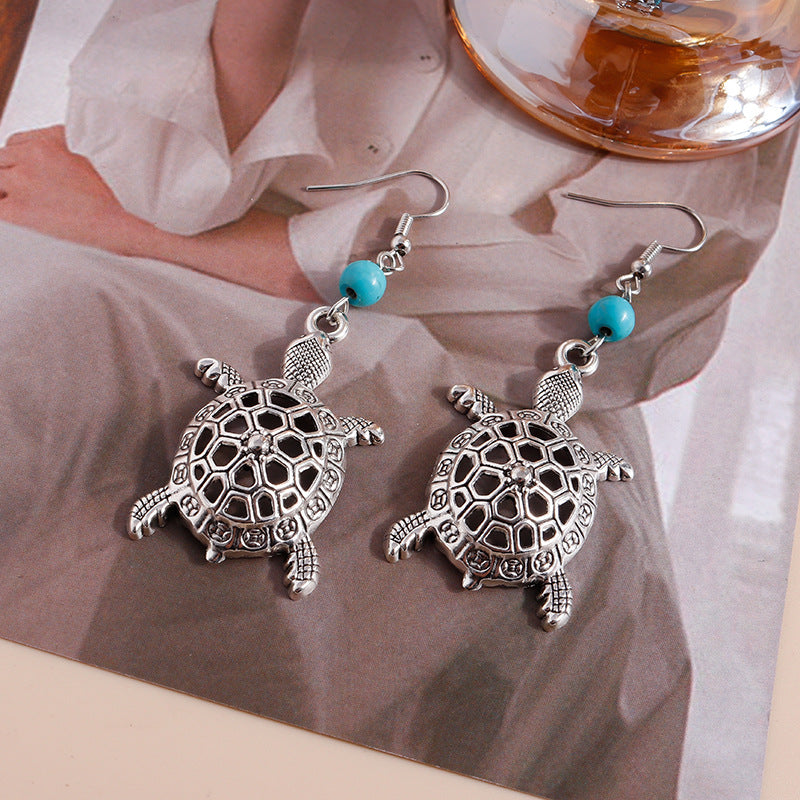 Wholesale hollow cute vintage alloy turtle earrings