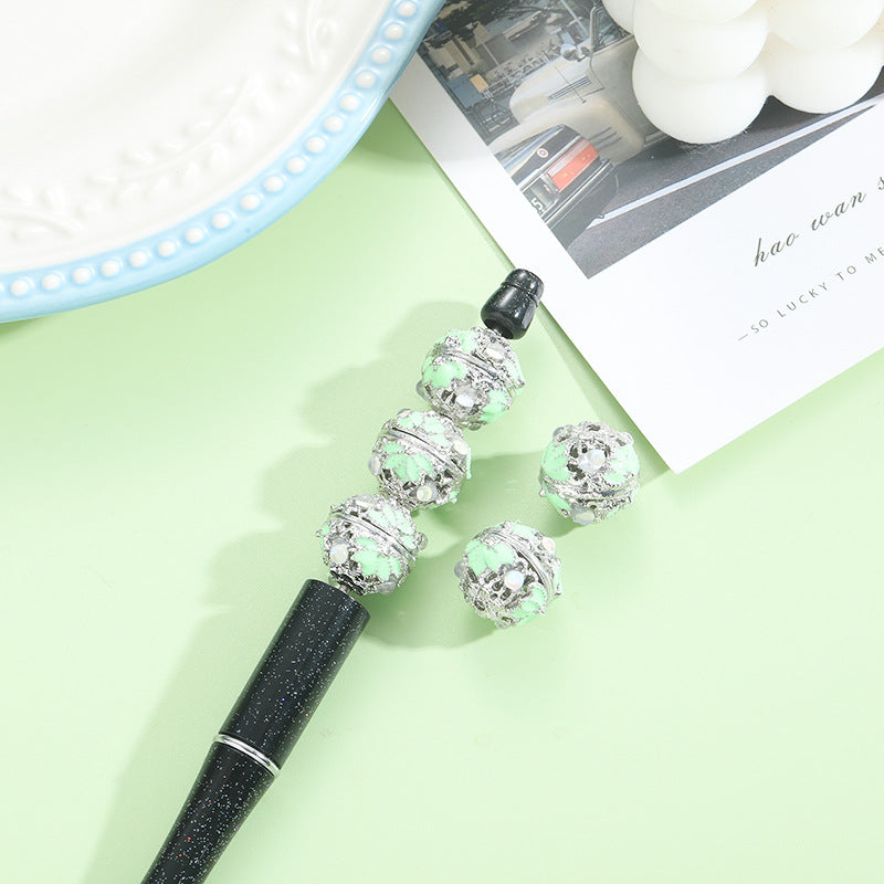 Wholesale antique bamboo leaf handmade accessories silver round beads