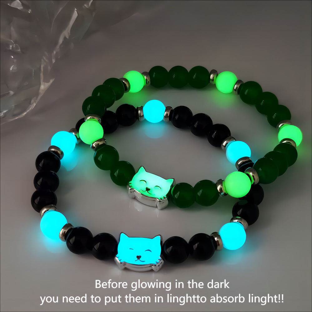 Wholesale Halloween alloy double-sided luminous cat bracelet