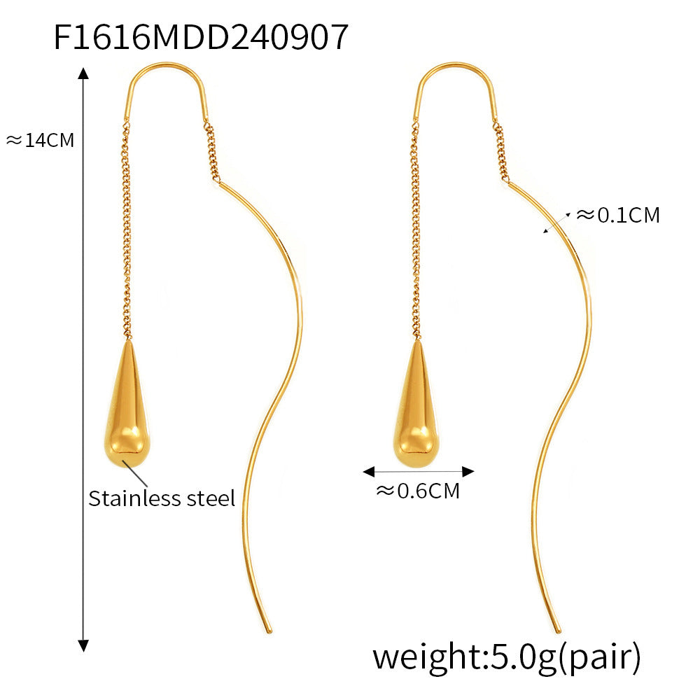 Wholesale Teardrop Tassel Stainless Steel Earrings