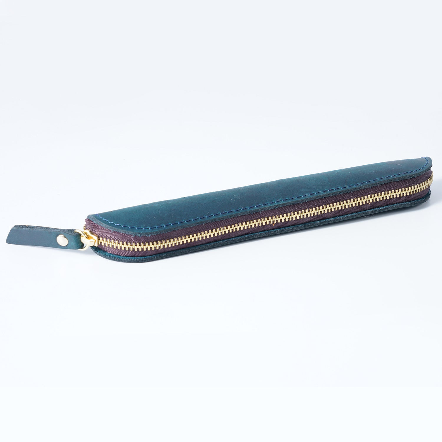 Wholesale Retro Simple Leather Cowhide Zipper Mini Pencil Case