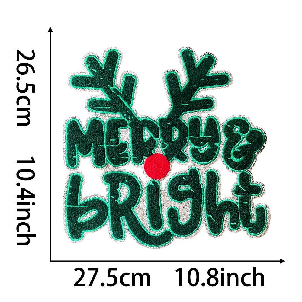 Wholesale Christmas Gingerbread Man Sequin Embroidered Patch Red Green Large Iron On DIY Decorative For Coats