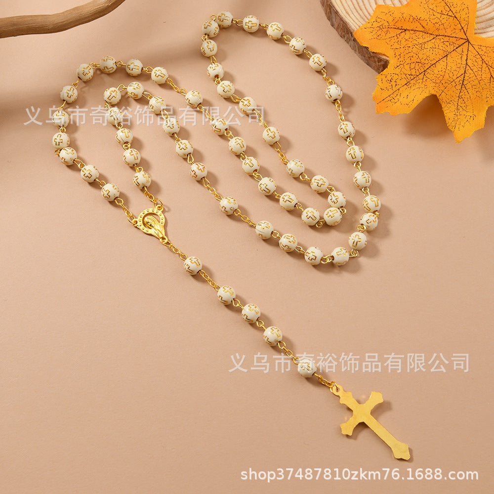Wholesale 5pcs 8mm Gold Acrylic Cross Beads Cross Necklace