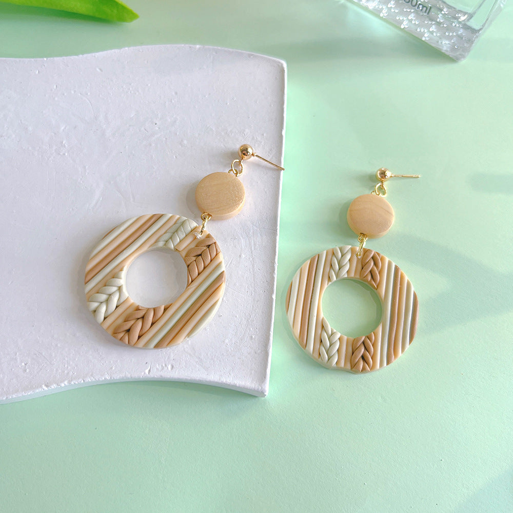 Pendientes de madera geométrica de cerámica geométrica al por mayor a mano pendientes de madera