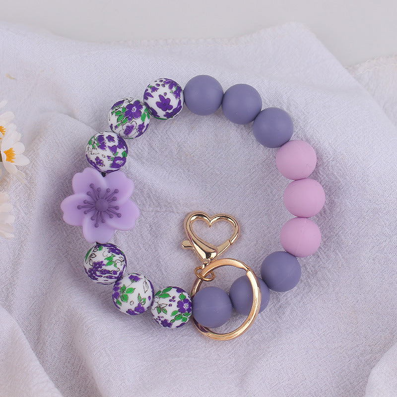 Wholesale Silicone Begonia Daisy Keychain Flower Bracelet