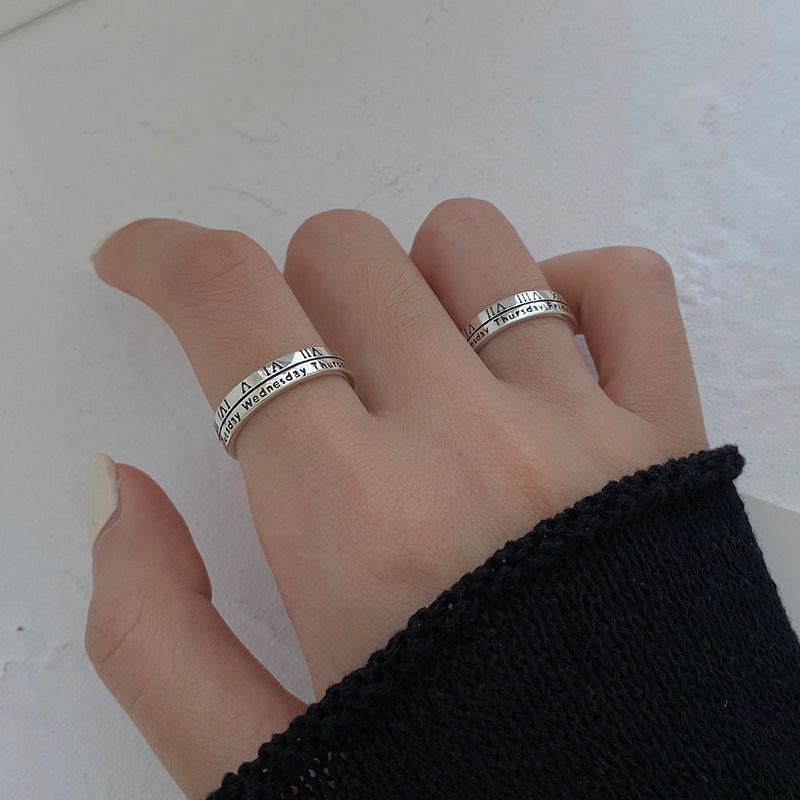 Wholesale Roman Numeral Ring Women's New Fashionable Cold Wind Men's Finger Ring Tanabata to Send Girlfriend Couple to Ring