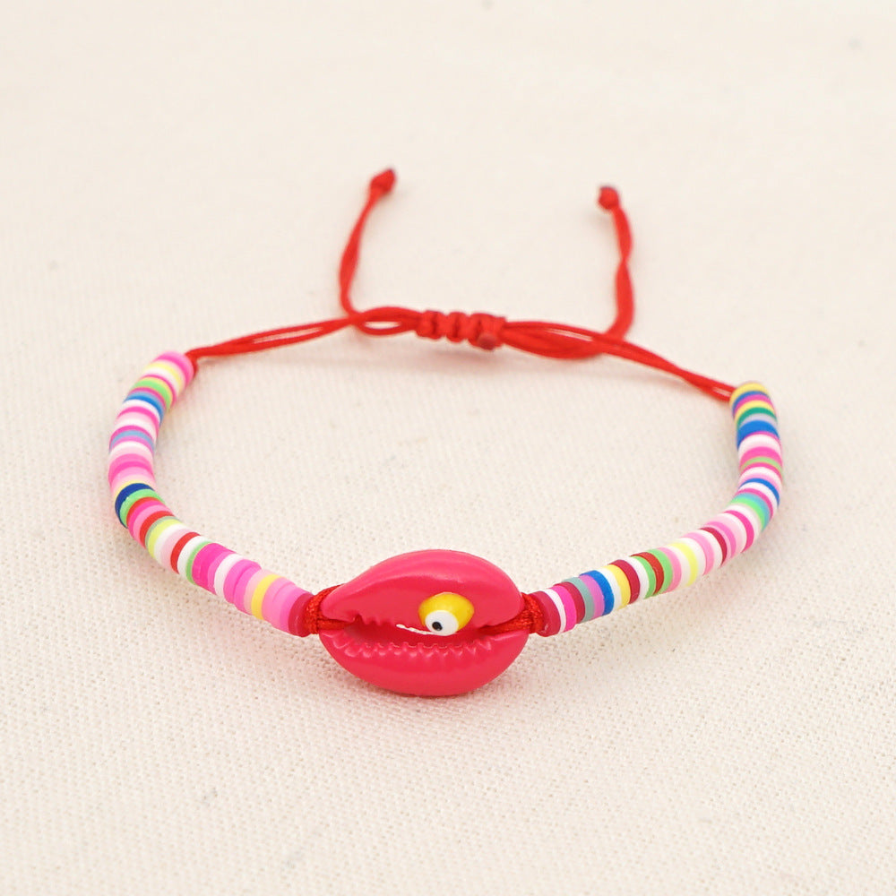 Wholesale 4mm colored polymer clay natural shell drop oil eye Bracelet