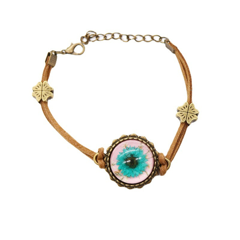 Wholesale 12pcs Epoxy Resin Vintage Dried Flower Luminous Bracelet