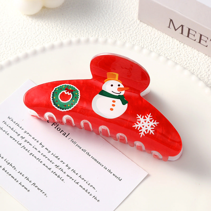 Wholesale Christmas Acrylic Shark Hair Claw Clip Reindeer Santa Snowflake Design Fashion Hair Accessory Gift For Party And Boutique Resale