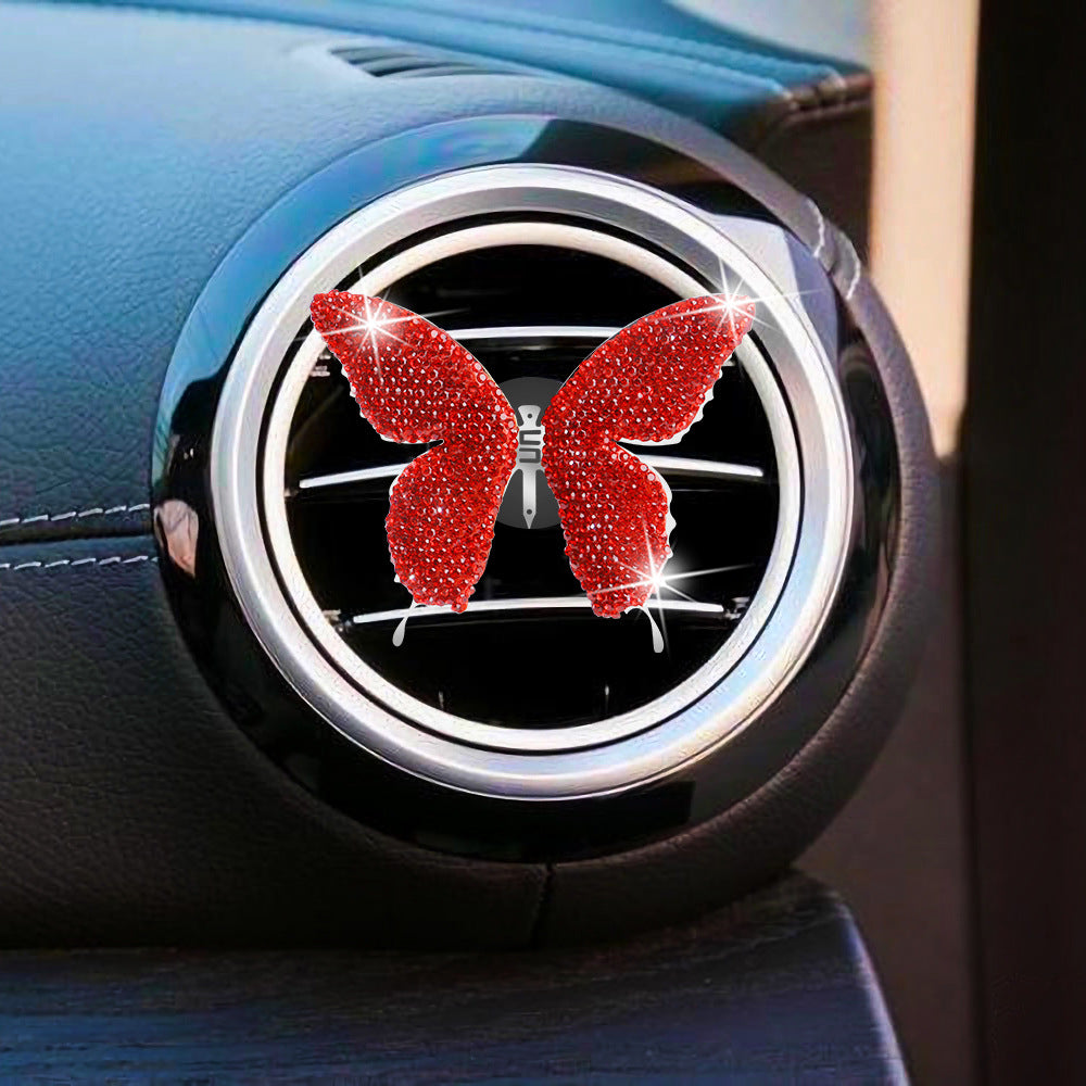 Wholesale Automobile Perfume Clip Bingbing Butterfly Inlaid Diamond Air Conditioner Outlet