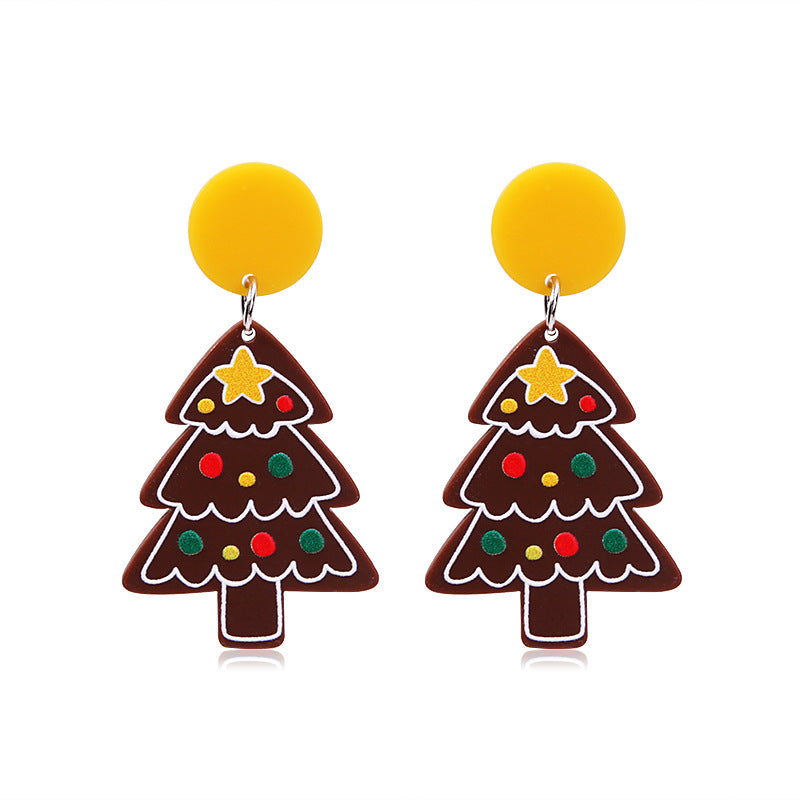 Wholesale Christmas Red Snowflake Tree Acrylic Earrings For Women Party Wear Gift