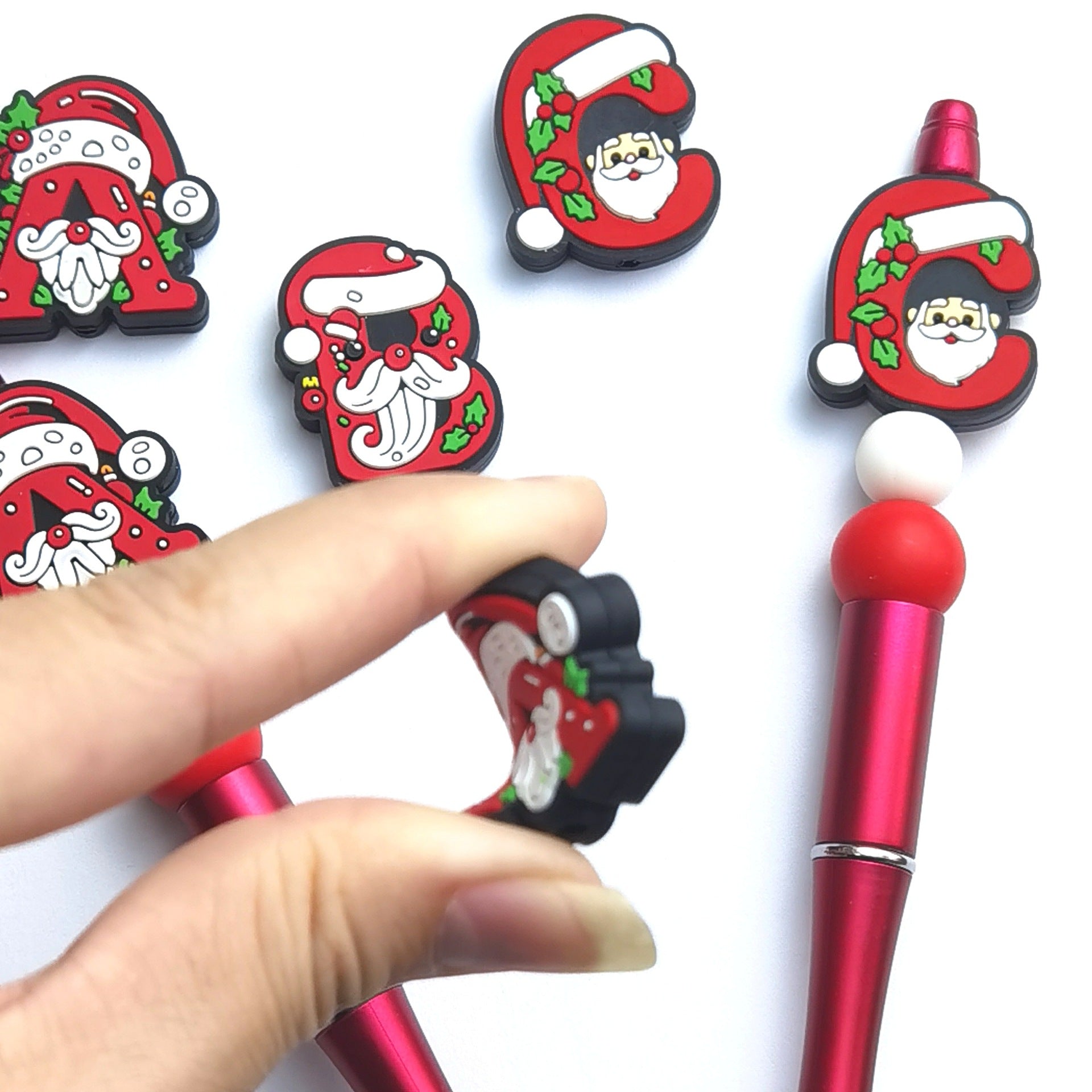 Wholesale 10pcs Christmas Silicone Epoxy ABC Loose Beads Focal Beads