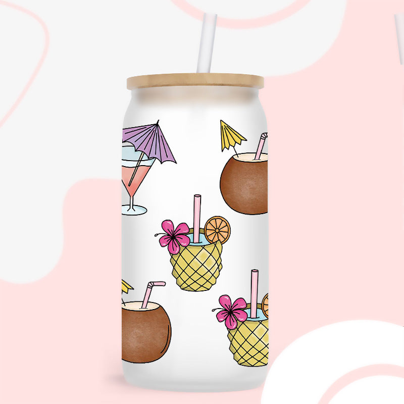 Wholesale  Summer Beach Ice Cream  16oz Cup UV DTF Wraps