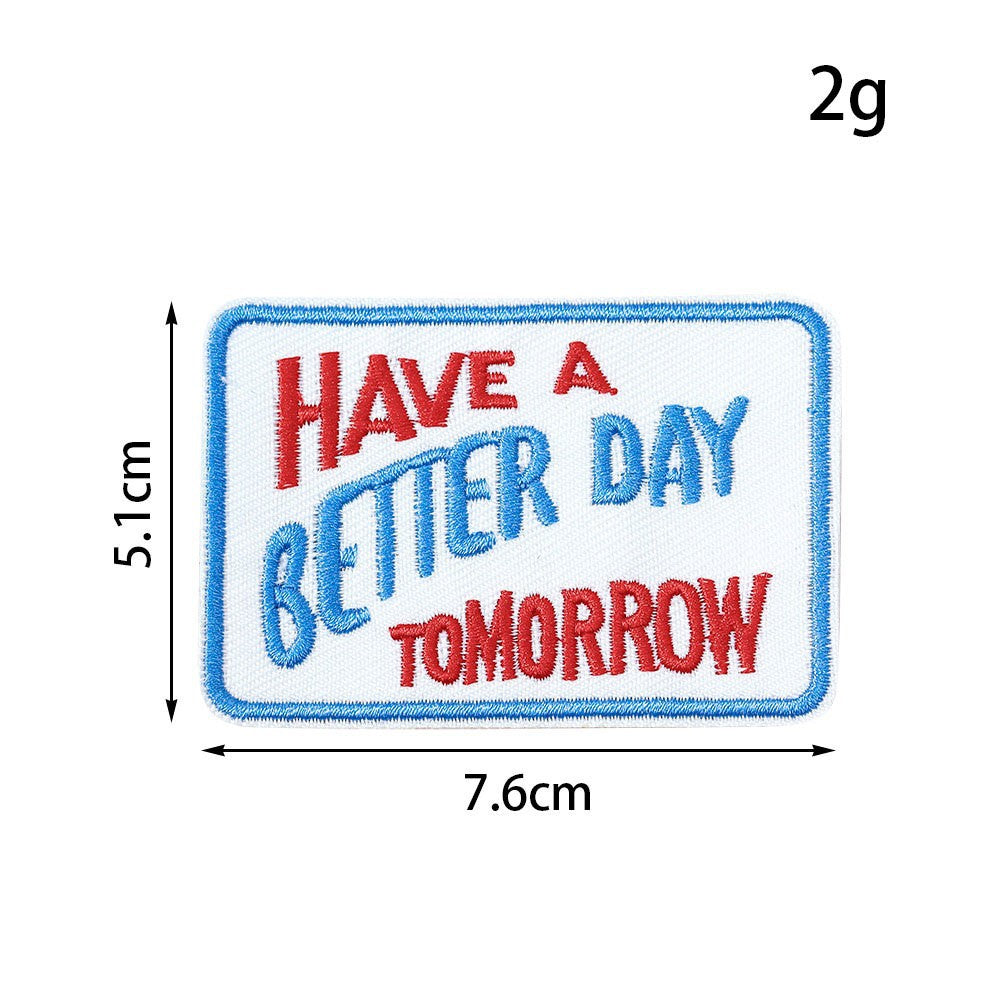 Wholesale Large English Motif Iron On Embroidered Patch No Sew Polyester DIY Applique For Hats Clothing Chic Gift Resale