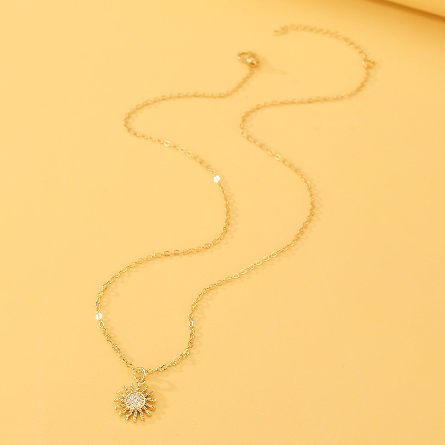 Wholesale Sun and Moon Tonghui Stacked  Diamond  Open Copper Rings Necklaces Jewelry Set