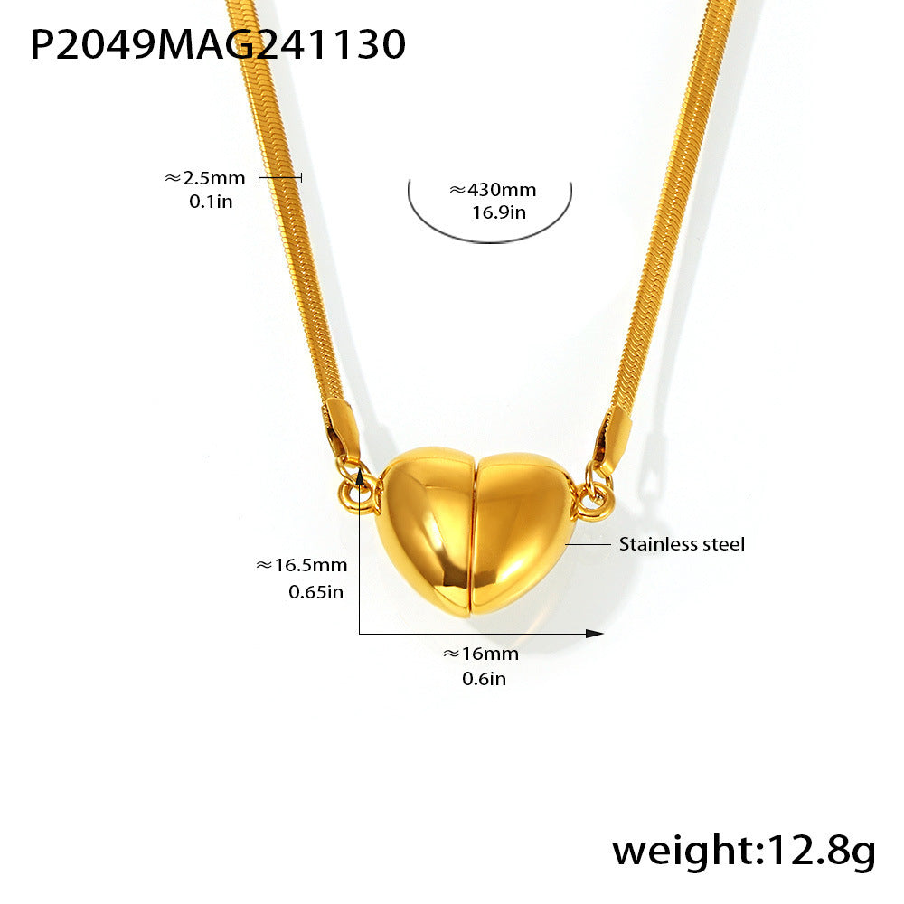 Wholesale Stainless Steel Sweet Love Heart Super Strong Magnet Detachable Clavicle Temperament Necklaces