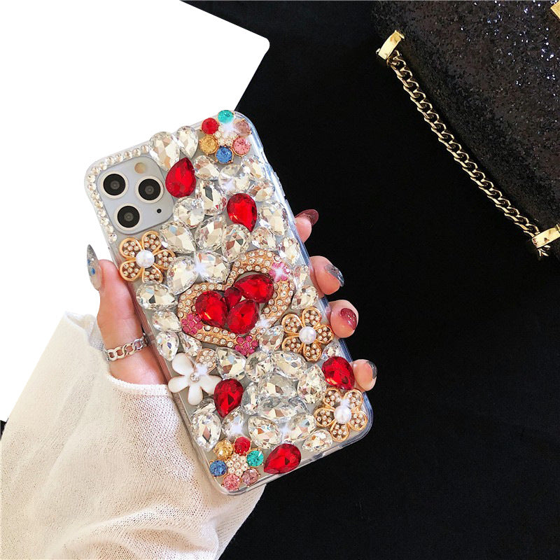 Wholesale Diamond Inlaid Love Pearl Flower Mobile Phone Protective Cases