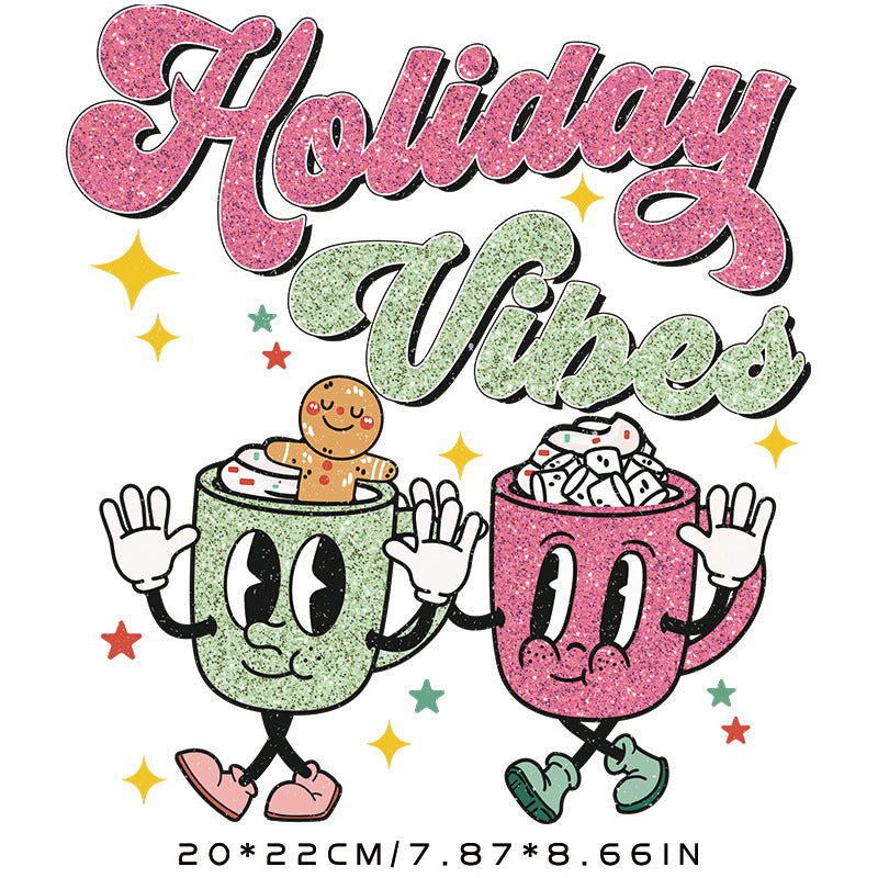 Wholesale  Christmas Hot Stamping Pattern Sticker T-shirt Printing Hot Stamping Heat Transfer in stock Pattern Hot Stamping