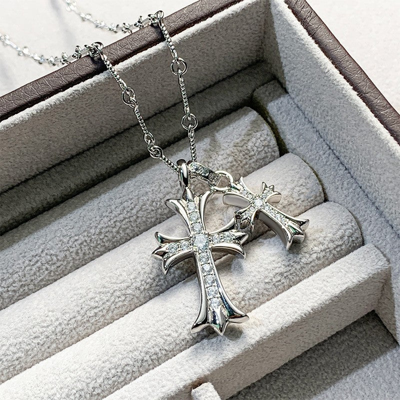 Wholesale Vintage double cross couple full diamond pendant