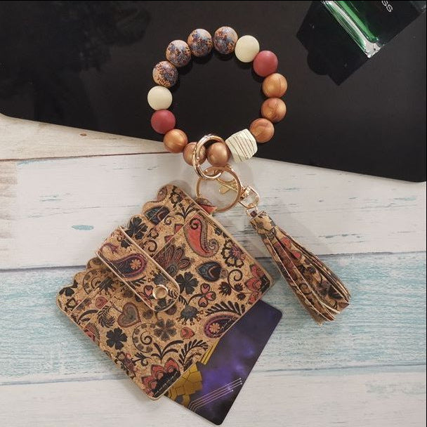 Wholesale Silicone bracelet card holder coin purse printed Keychains