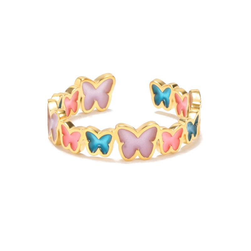 Wholesale Creative Butterfly Luminous Irregular Heart Brass Rings