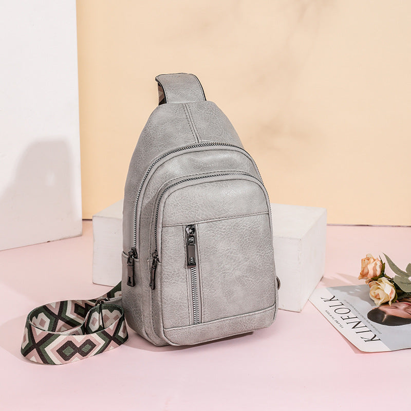 Wholesale PU Wide Shoulder Strap Casual Sports Chest Bag