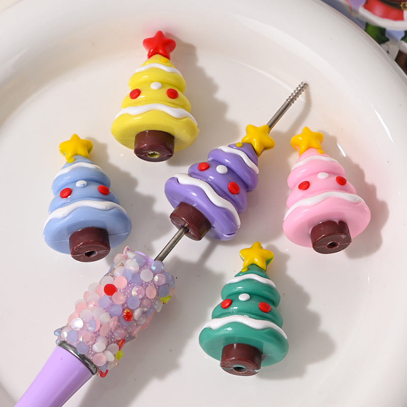 Wholesale 5pcs/pack  Christmas Cartoon Series Through-Hole Rubber Beads  Acrylic Beads