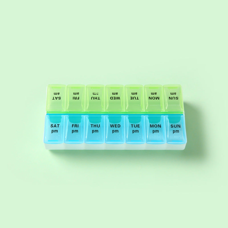 Wholesale PP Double Row Packaging 4-compartment Open Lid Portable Small Medicine Box