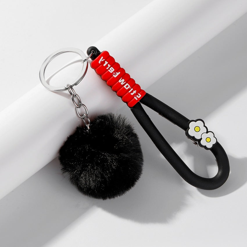 Wholesale Soft Rubber Flower Ball Keychain