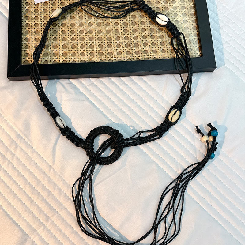 Wholesale Women's Versatile Dress Accessories Waist Rope Bohemian Braided Hemp Rope Waist Chain Thin Belt