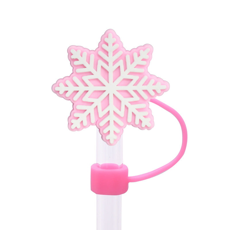 Wholesale Random 100pcs  snowflake  dust plug straw hat creative DIY cup straw accessories