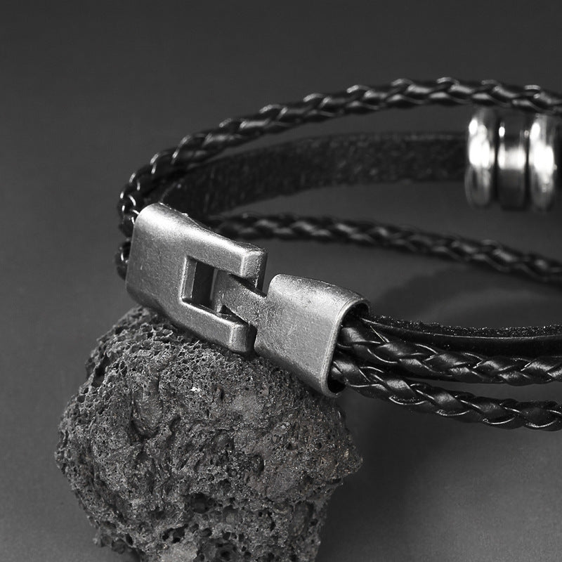 Wholesale Dark Spider Punk Pair Button Handwoven Men's Bracelets