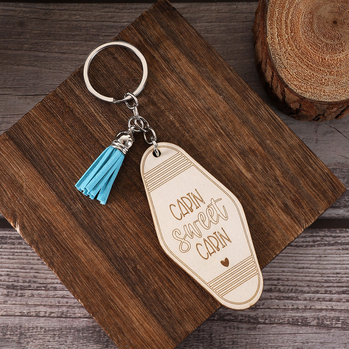 Wholesale English Letter Wooden Tassel Keychains