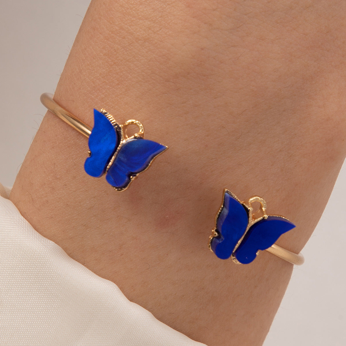 Wholesale Butterfly Imitation Gemstone Hollow Four-layer Geometric Opening Four-piece Bracelet Set