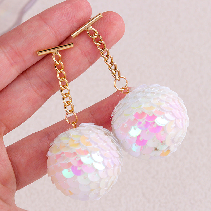 Wholesale Colorful Sequined Round Balls Personality Simple Retro Design Niche Earrings