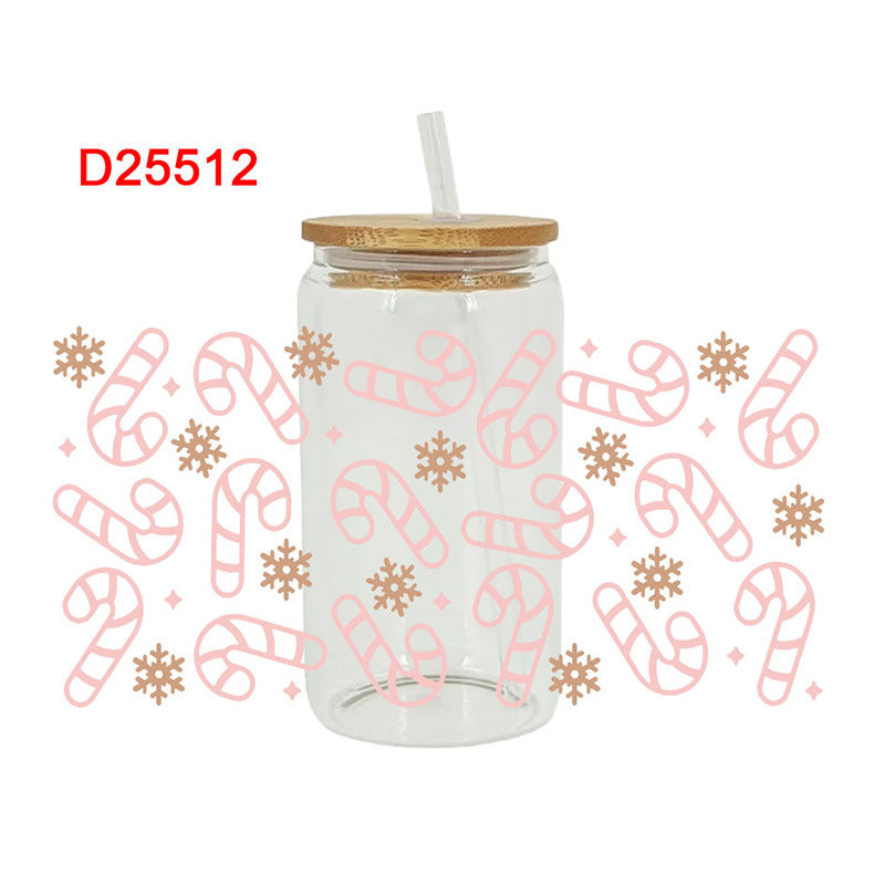 Wholesale Cartoon Christmas Little Snowman Antler 16oz Cup UV DTF Wraps