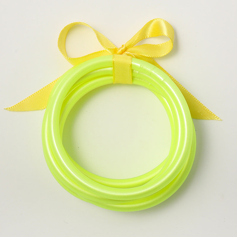 Wholesale Silicone PVC Tube Gold Foil Fluorescent Color System Bracelet