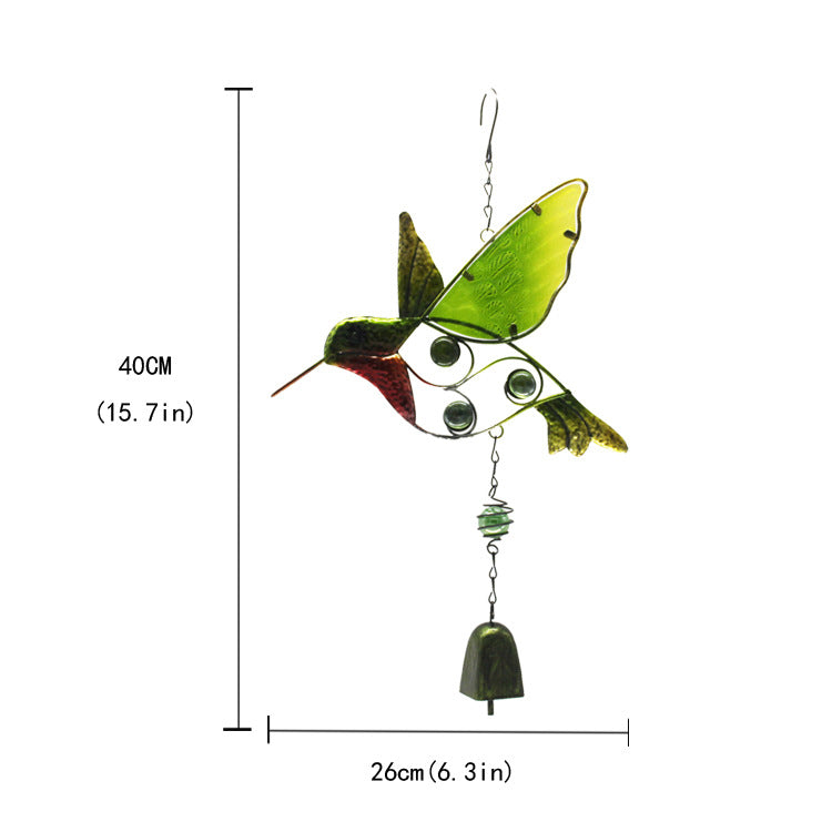 Wholesale Hummingbird Metal Wind Chime Handmade Glass Painted Bell Ornament