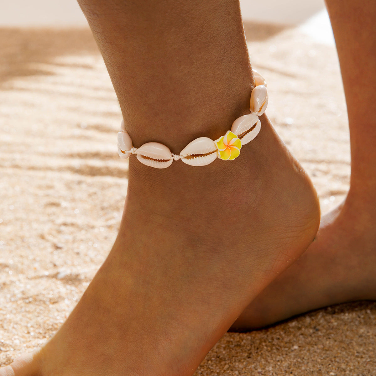 Two pieces of hand-woven anklets from shells