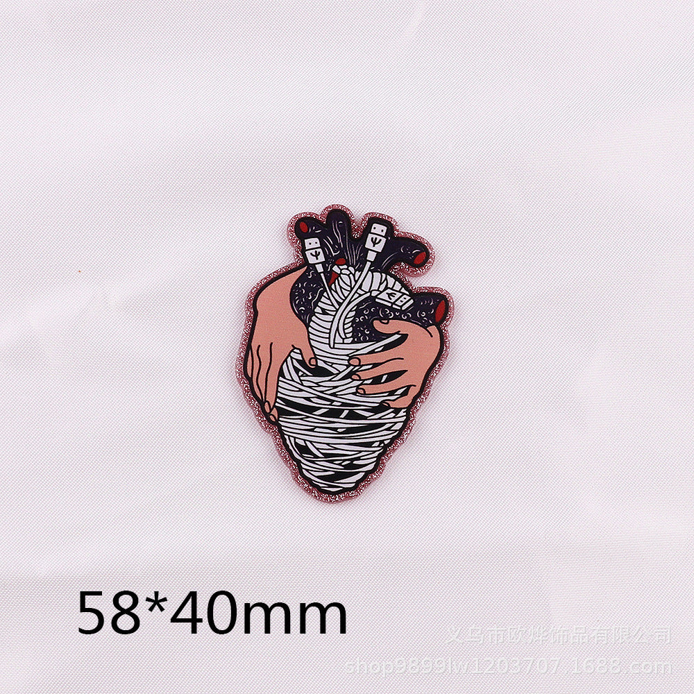 Wholesale 10PCS Heart Medical Sunflower Acrylic DIY Patch