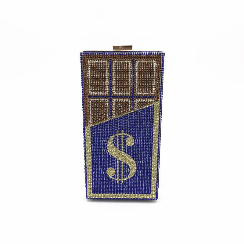 Wholesale Polyester Rhinestone Studded Bag Hot Diamond Chocolate Dinner Bag