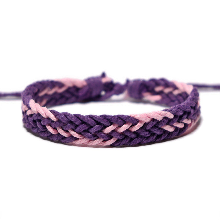 Wholesale Colorful Summer Hand-woven Waxed Cord Bracelet