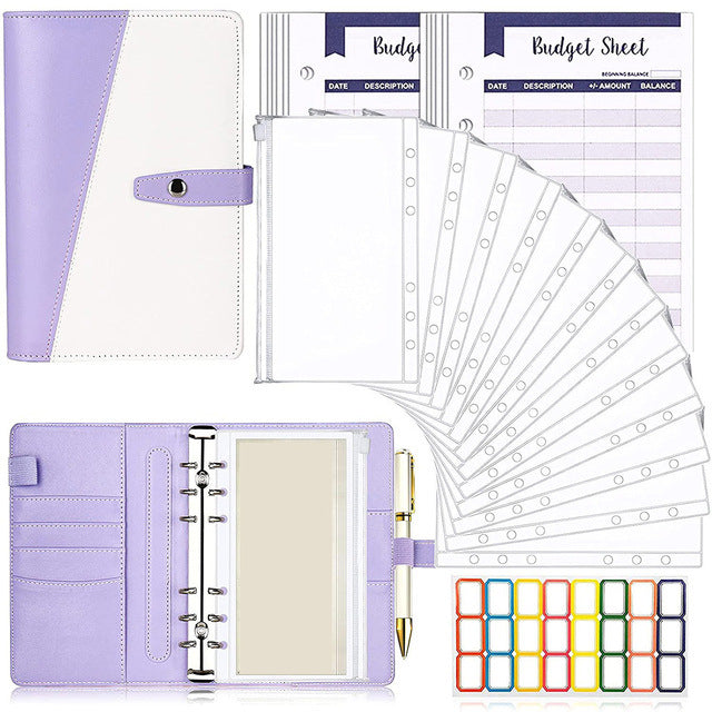 Wholesale Macaron Splicing Binder Leather PU Cash Budget Binder Notebook