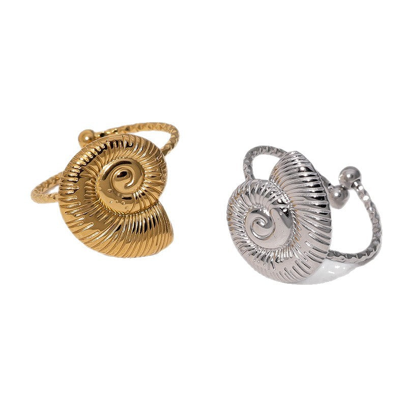 Wholesale Ocean-Style Seashell Titanium Steel Ring