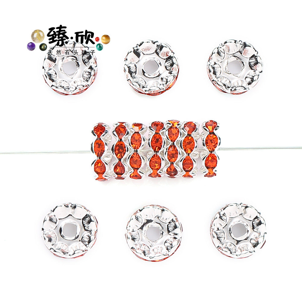 Wholesale 60pcs 12MM Color Wave Rhinestone Diamond Ring Spacer Beads