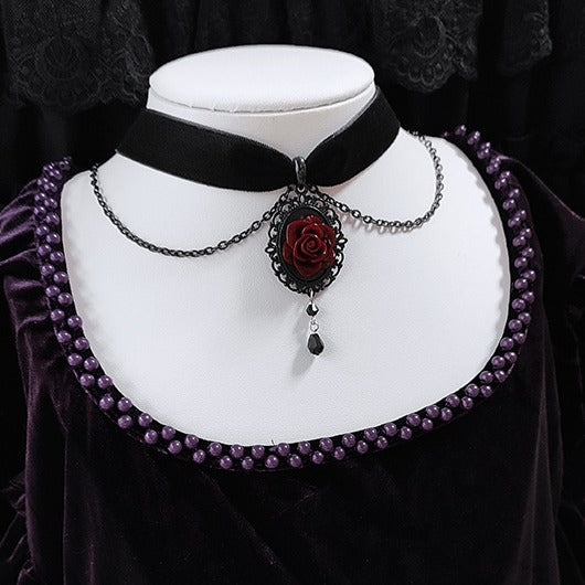 Wholesale Gothic Dark Rose Necklace Personality Collar Halloween Gothic Necklace