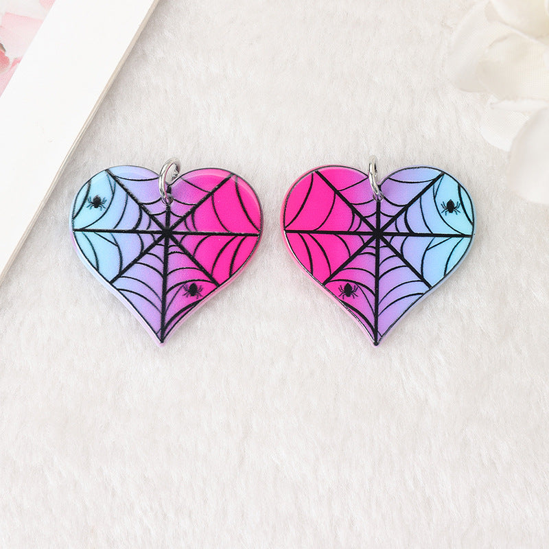 Al por mayor 10pcs acrílico Halloween Skull Rip Witch Doll Pendientes de bricolaje Accesorios de llaves